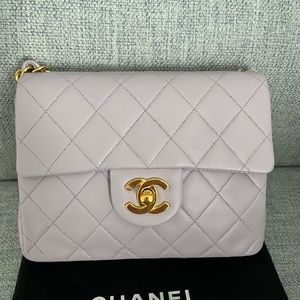 Chanel Classic Square Single Flap Lambskin Shoulder Bag